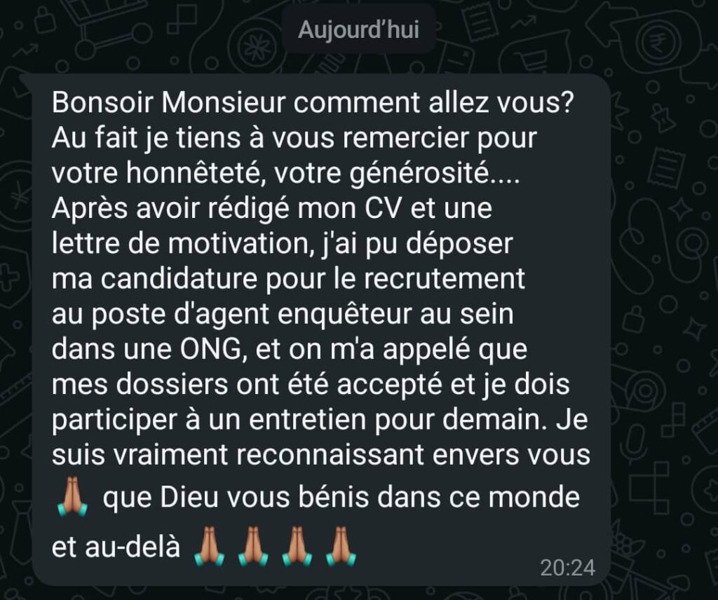 Témoignages - cv professionnel Mali Travail