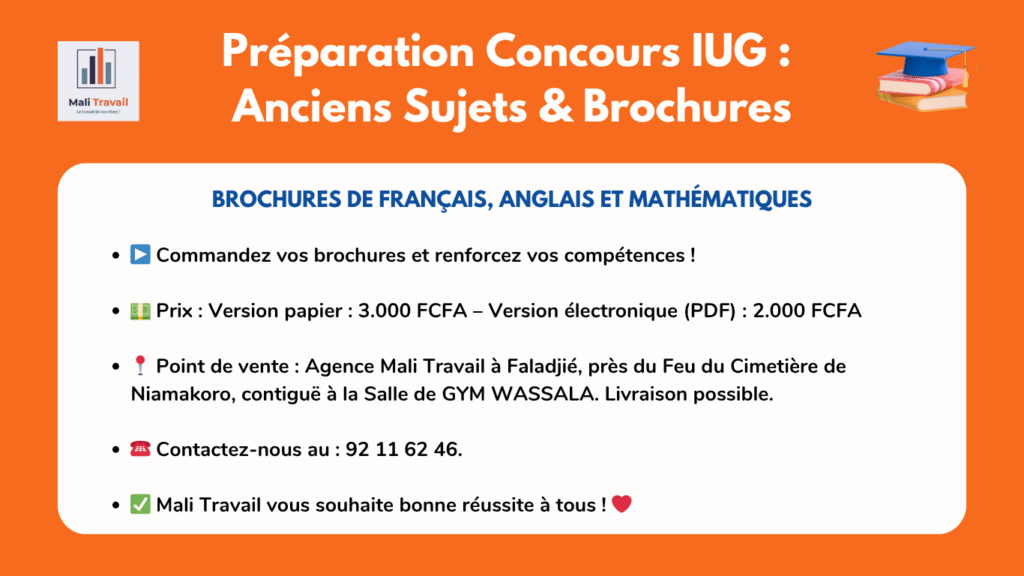 Préparation Concours IUG : Anciens Sujets & Brochures