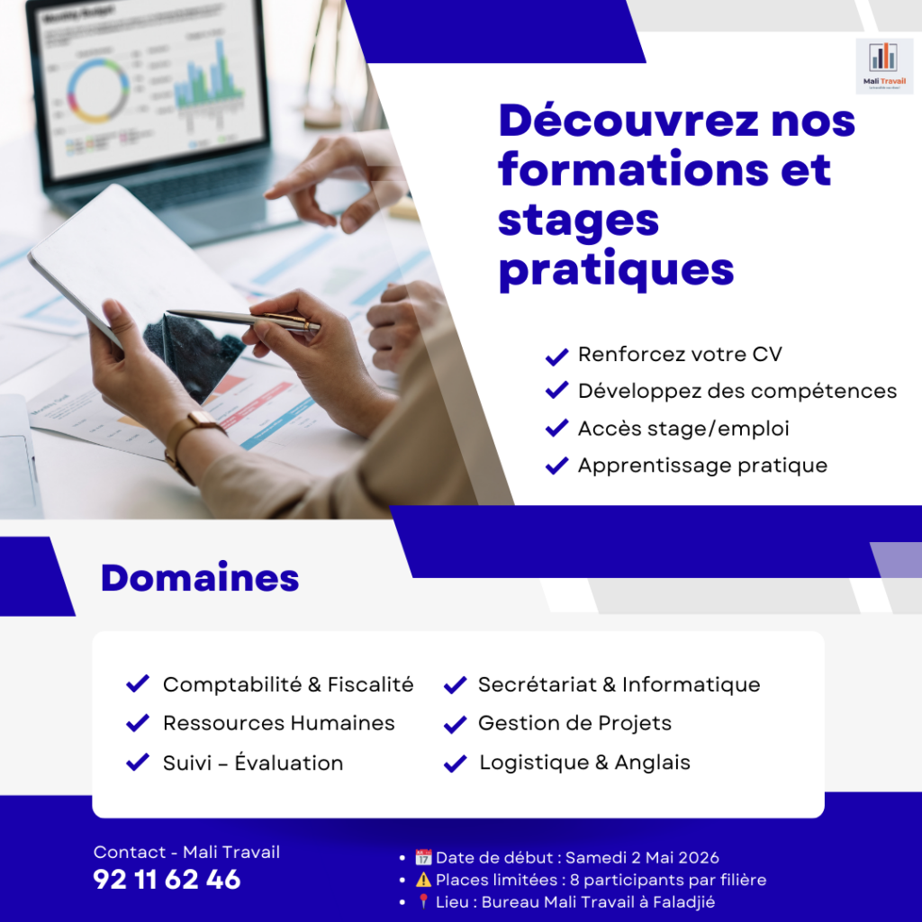 Découvrez nos Formations + Stages Pratiques - Mali Travail