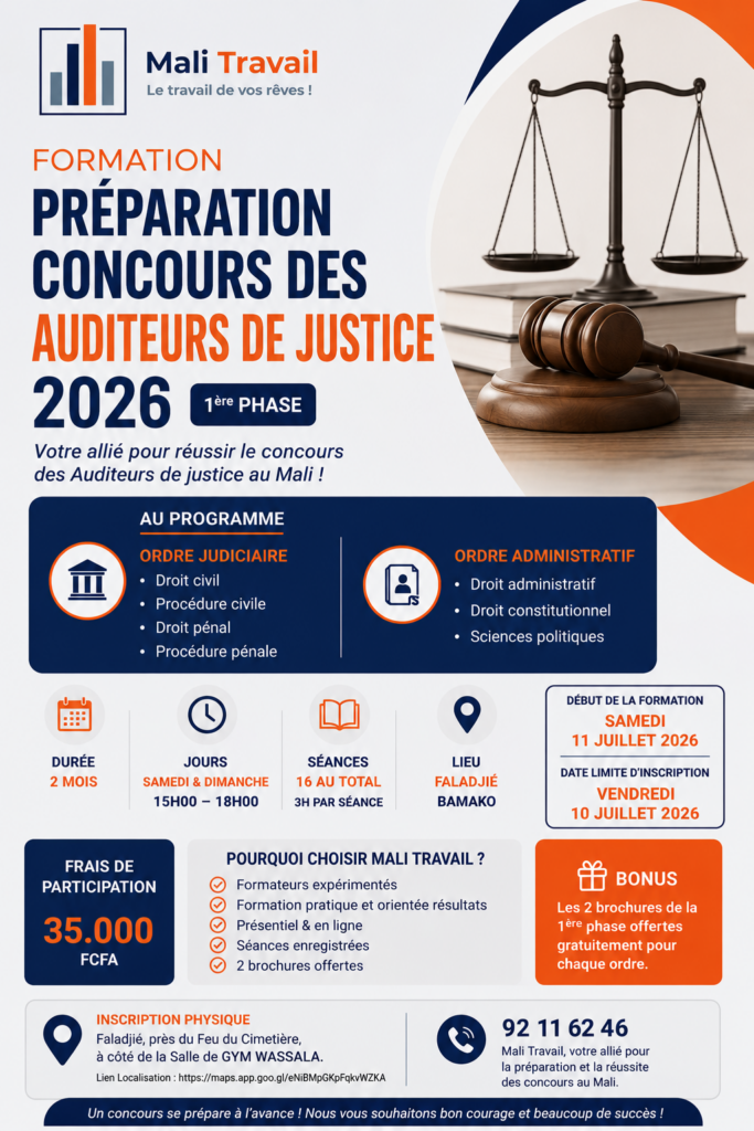 Formation Préparation Concours des Auditeurs de Justice 2026 – 1ère Phase