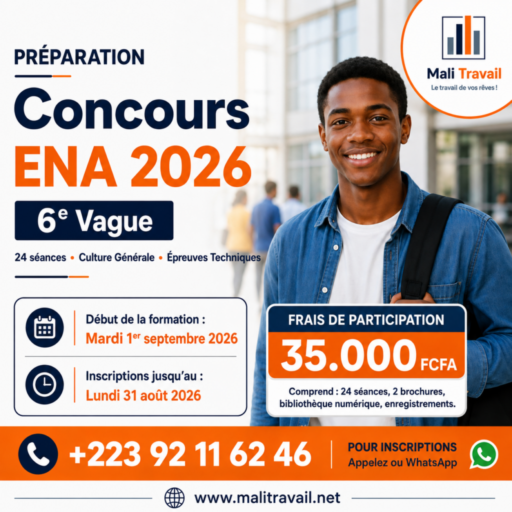 Formation Préparation Concours ENA 2026 - Mali Travail - à partir du 1er Septembre 2026